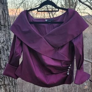 Purple Asymmetrical Bell Sleeve Blouse